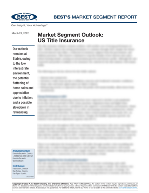 Market Segment Report: Market Segment Outlook: US Title Insurance